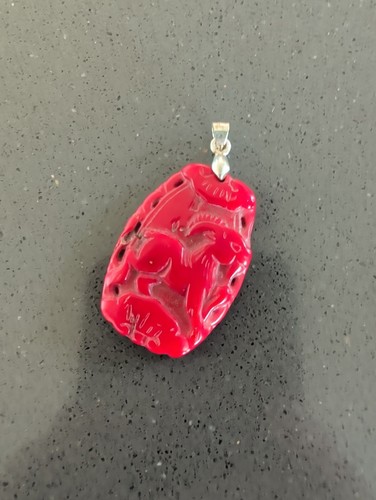 Carved red cinnabar - carved,