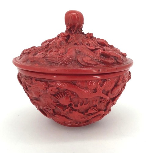 Vintage chinese jar cinnabar - vintage,